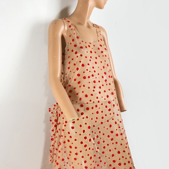 Zara sheer nude maxi dress with red polka dots - Picture 4 of 5